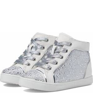 NEW NINA girls cossette high top sneakers in white microsuede